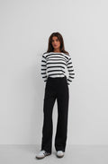 Buttoned Slit Detail Black Pants