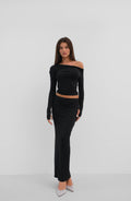Low Waist Black Maxi Skirt