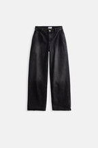 Dusuk Bel Straight Black Jeans