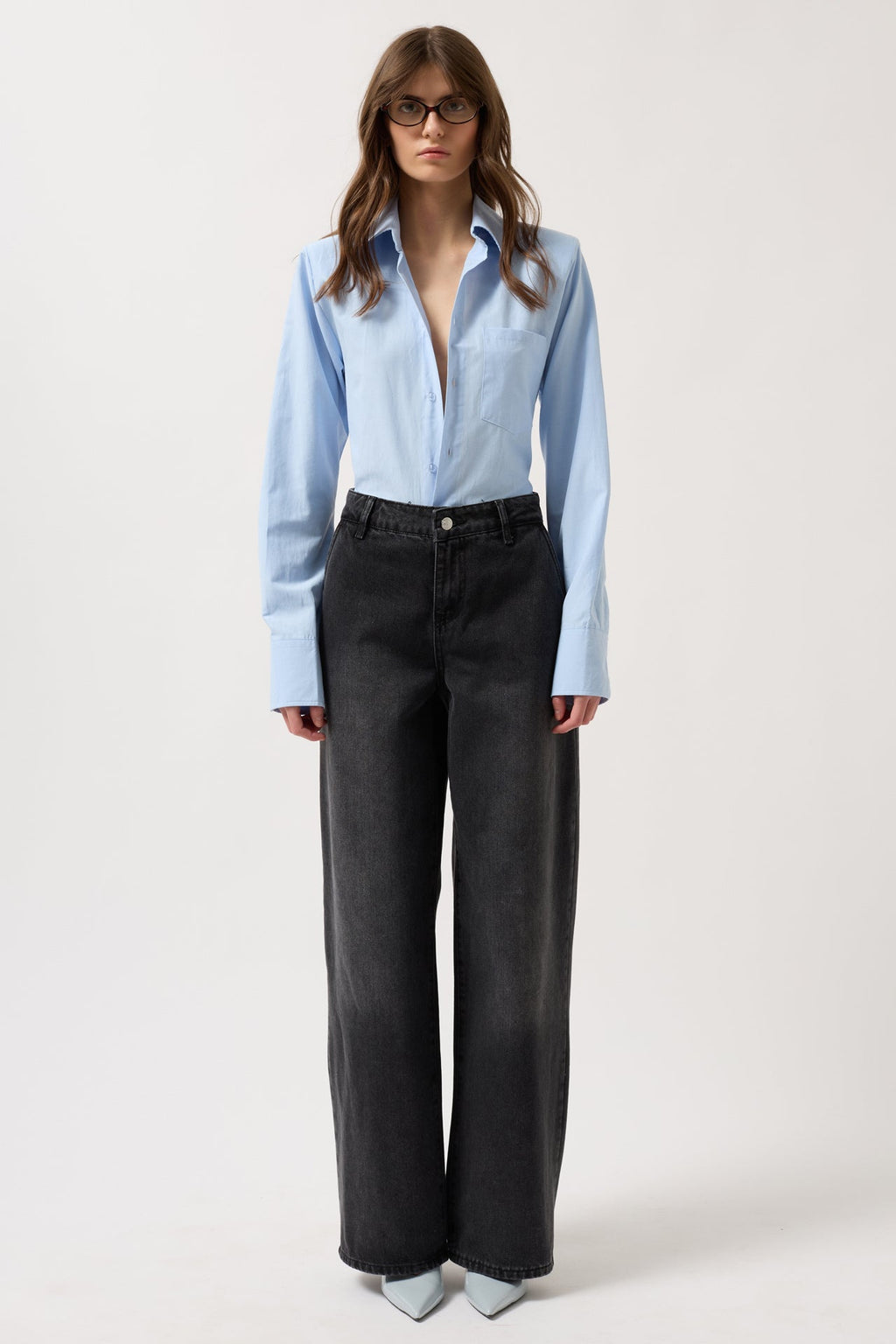 Dusuk Bel Straight Black Jeans