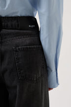Dusuk Bel Straight Black Jeans