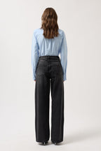 Dusuk Bel Straight Black Jeans