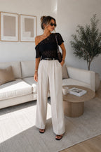 Off Shoulder Black Guipure Blouse