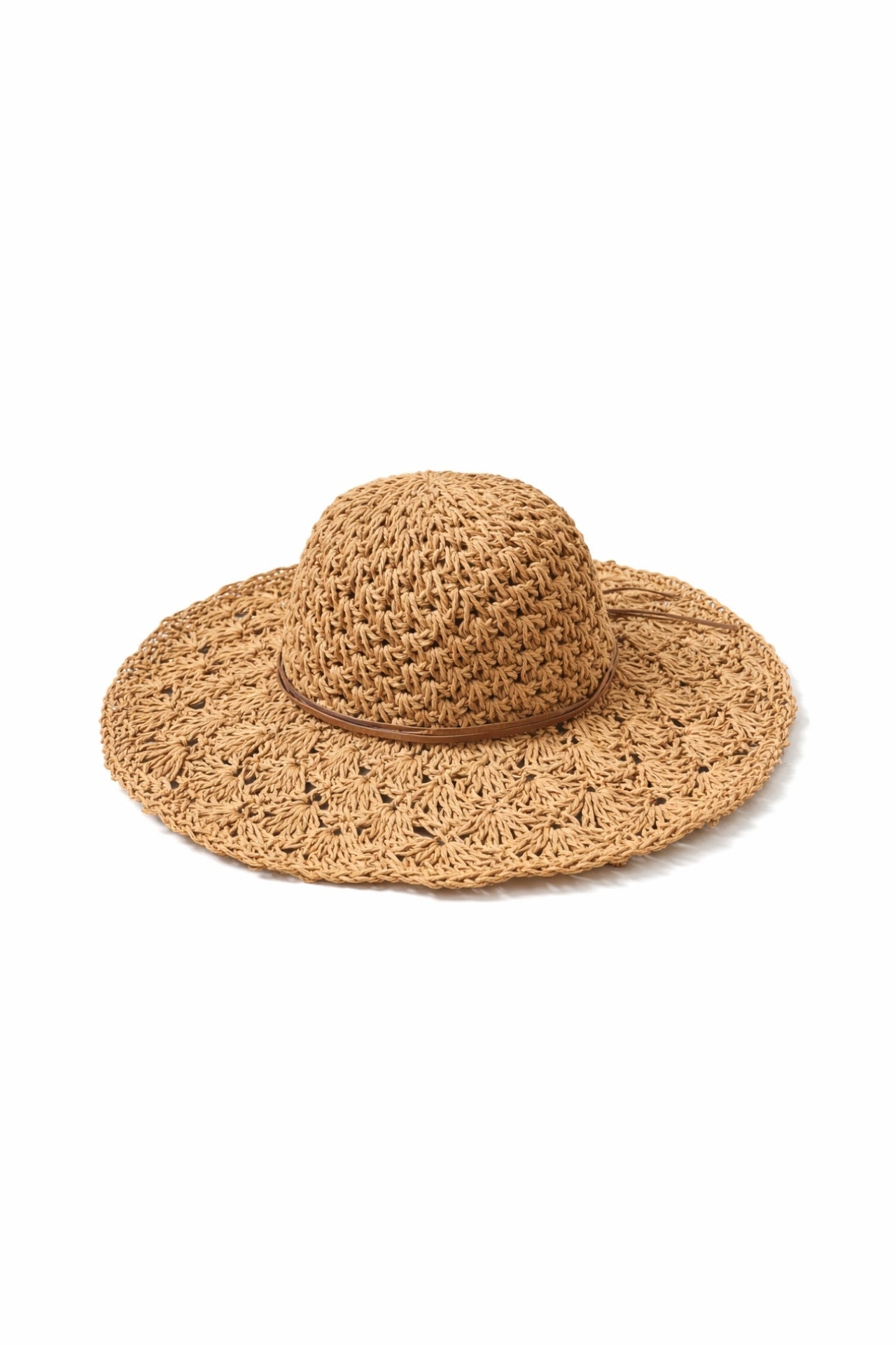 Hand-Knit Bow Detail Mink Straw Hat