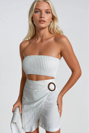 Ecru Skort with Buckle Detail and Wrap Design