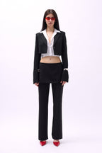 Skirt Detail Waistted Black Pants