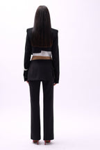 Skirt Detail Waistted Black Pants