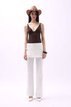 Skirt Detail Waistted White Pants