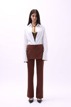 Skirt Detail Waistted Brown Pants