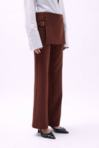 Skirt Detail Waistted Brown Pants