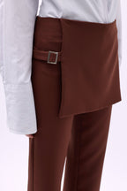 Skirt Detail Waistted Brown Pants