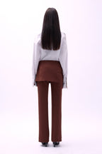 Skirt Detail Waistted Brown Pants