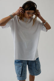White T-shirt with Hem Print