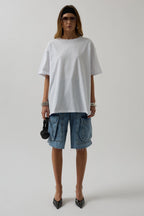 Printed Hem White T-Shirt