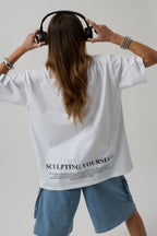Printed Hem White T-Shirt