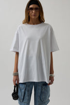 Printed Hem White T-Shirt