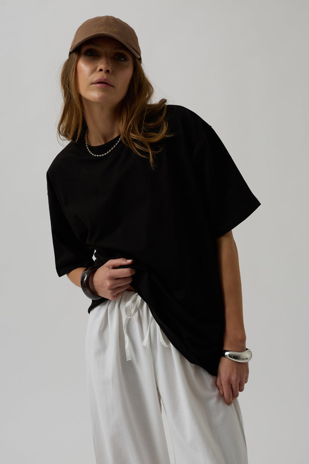 Hem Printed Black T-Shirt