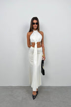 Evaze Ecru Satin Skirt