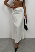 Evaze Ecru Satin Skirt