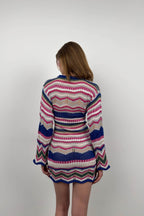 Bishop Sleeve Patterned Blue Dress