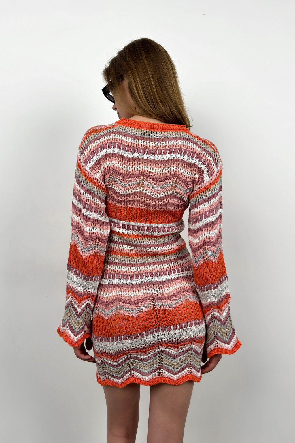 Bishop Sleeve Patterned Orange Dress