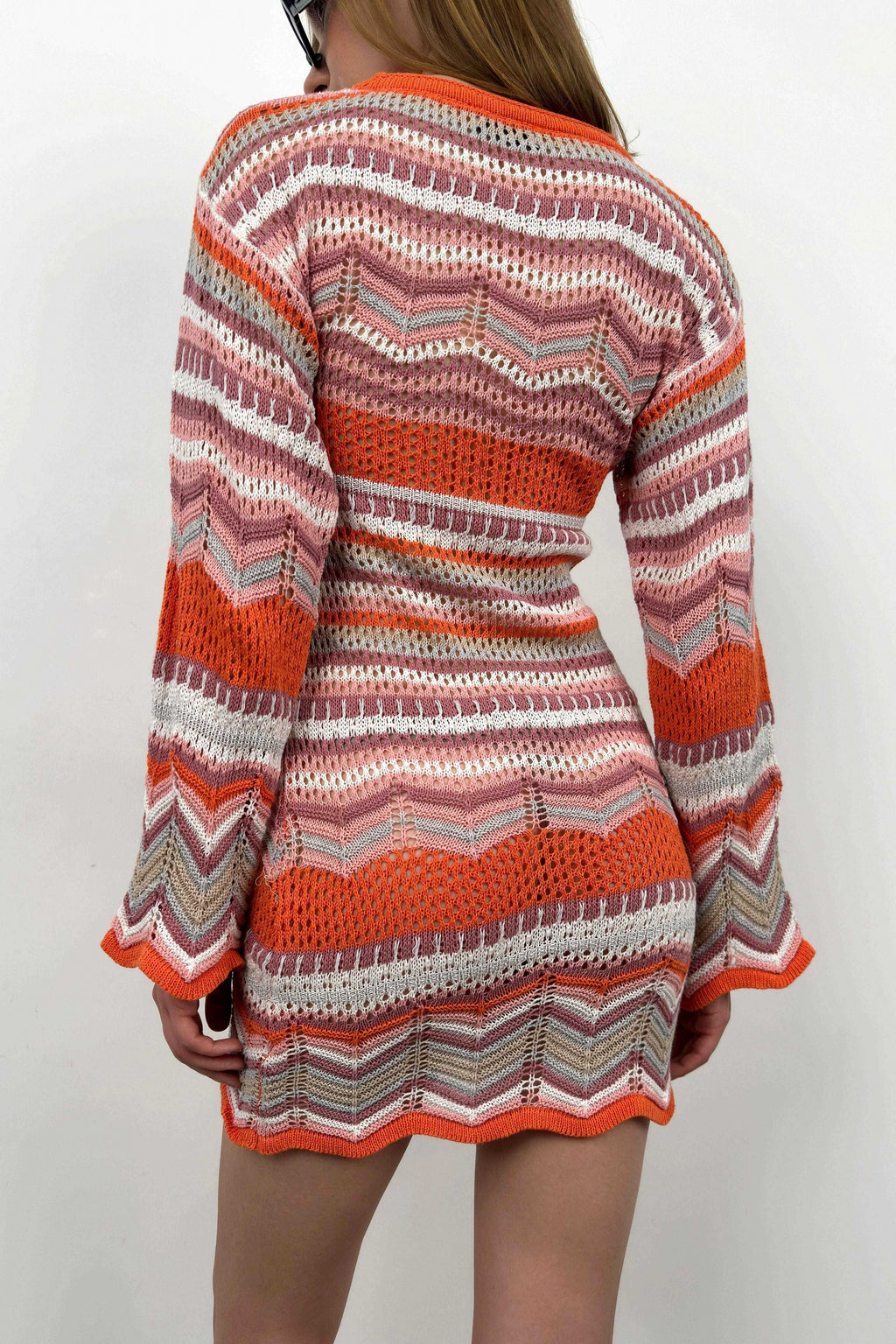 Bishop Sleeve Patterned Orange Dress