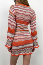 Bishop Sleeve Patterned Orange Dress