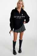 Zipper Detail Baskili Black Sweatshirt