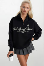 Zipper Detail Baskili Black Sweatshirt
