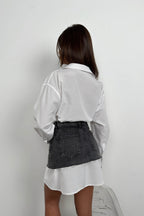 Zippered Black Denim Waist Accessory
