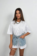Zippered Blue Denim Waist Accessory