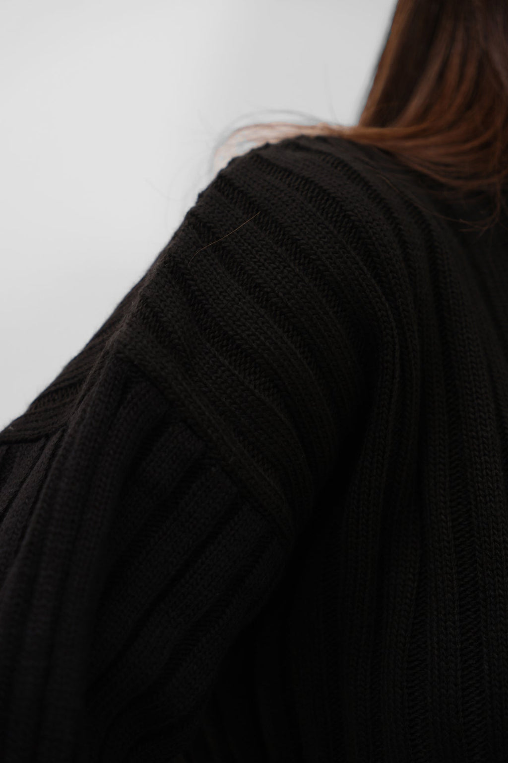 Ribbed Crop Knit Black Sweatshirts