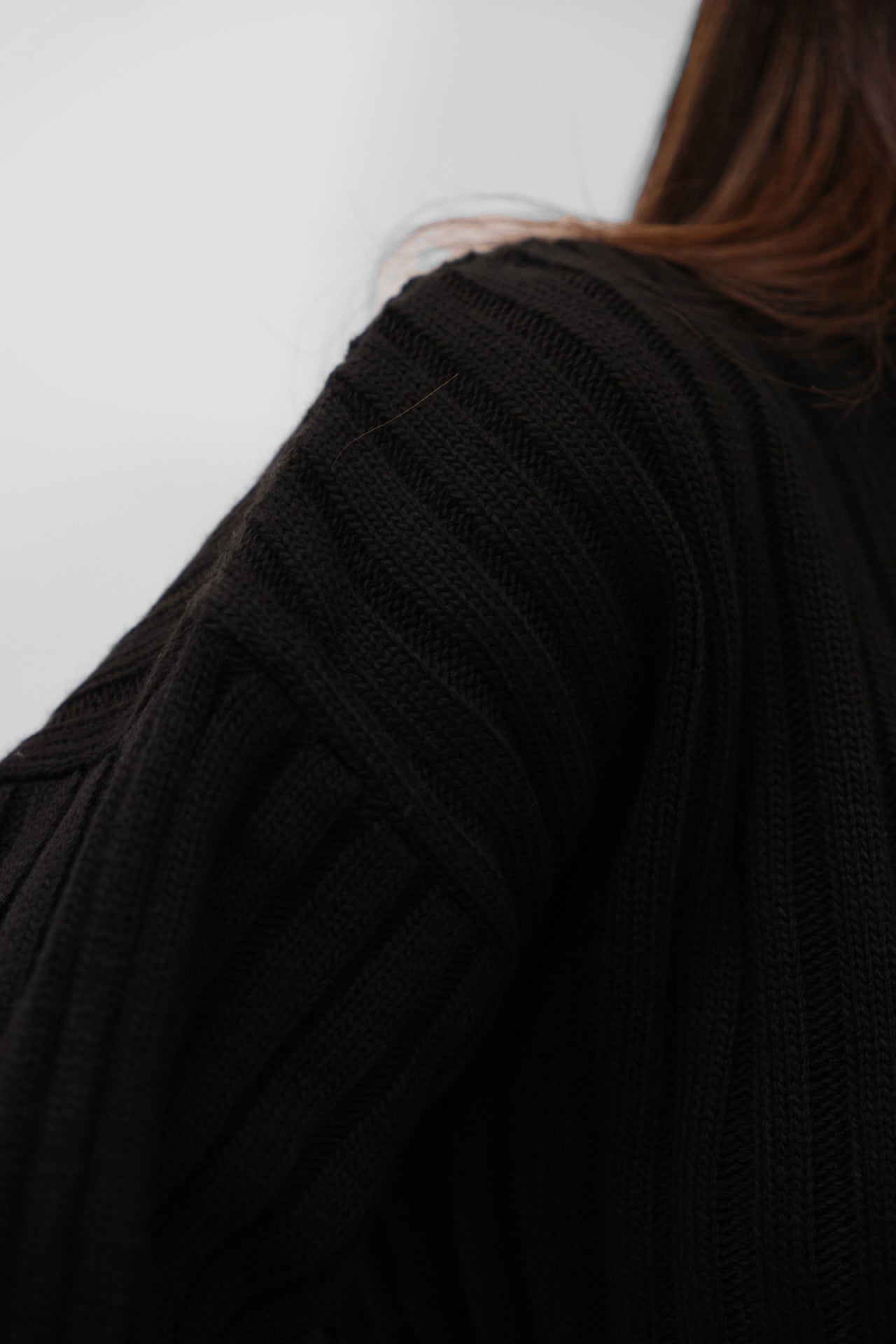 Ribbed Crop Knit Black Sweatshirts