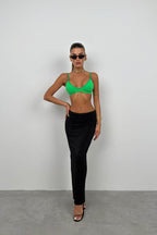Ribbed Seamless Green Bra