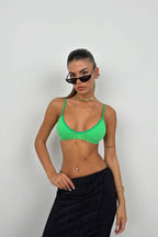 Ribbed Seamless Green Bra