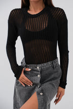 Fitilli Sheer Black Blouse