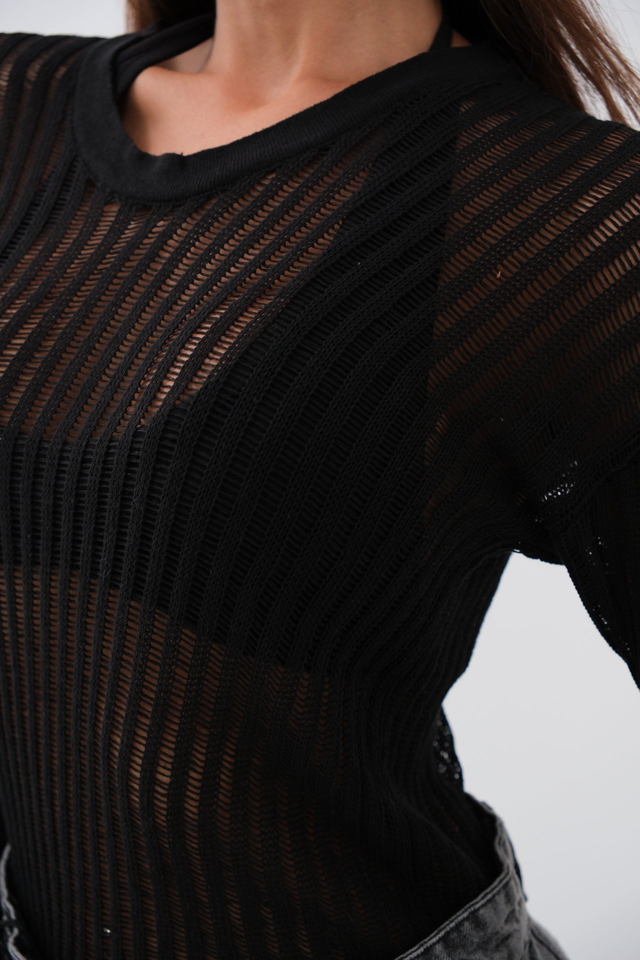 Fitilli Sheer Black Blouse