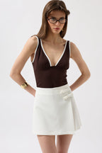 Bow Detail Mini White Skirt