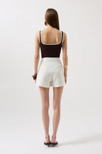 Bow Detail Mini White Skirt