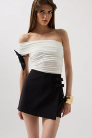 Bow Detail Mini Black Skirt