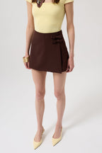 Bow Detail Mini Brown Skirt