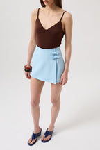 Bow Detail Mini Baby Blue Skirt