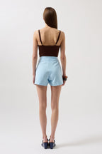 Bow Detail Mini Baby Blue Skirt