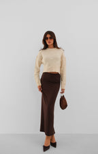Fiyonk Detailed Beige Knit Sweater