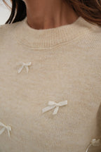Fiyonk Detailed Beige Knit Sweater