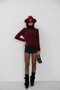 Bow Detail Triko Burgundy Cardigan