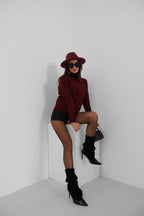 Bow Detail Triko Burgundy Cardigan