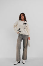Fiyonk Islemeli Knit Sweater