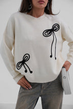 Fiyonk Islemeli Knit Sweater
