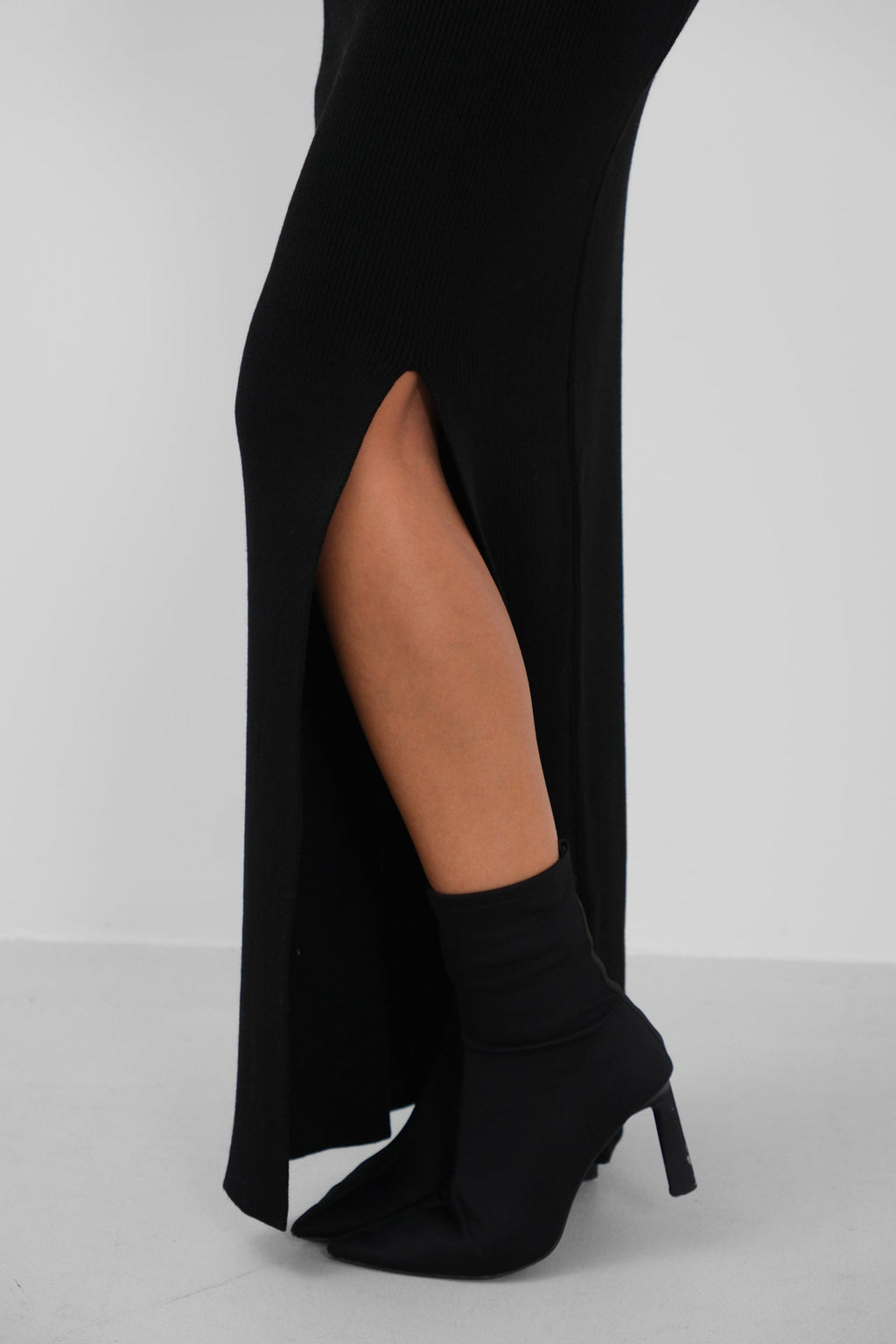 Fiyonklu Cardigan Slit Skirt Knit Black Takim